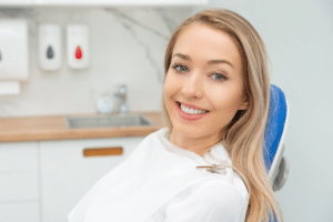 Patient in orthodontic chair discussing treatment for crowded teeth in Scarborough ME
